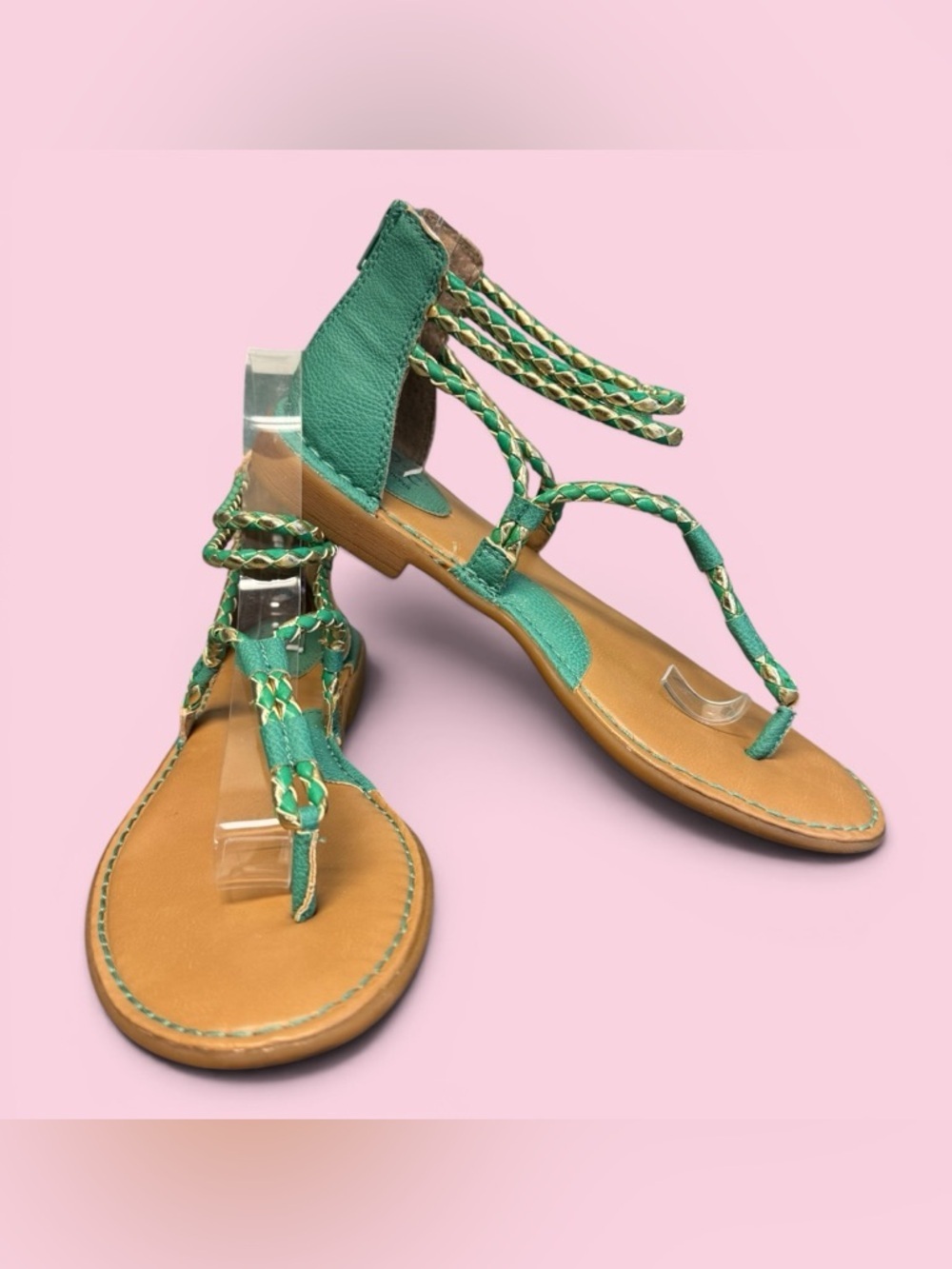 B.O.C. Sedge Gladiator Sandal Emerald green braided straps Zip Up
Size 8 - Picture 7 of 14